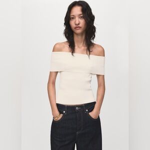 NWT MANGO Strapless Knitted Top in Off White